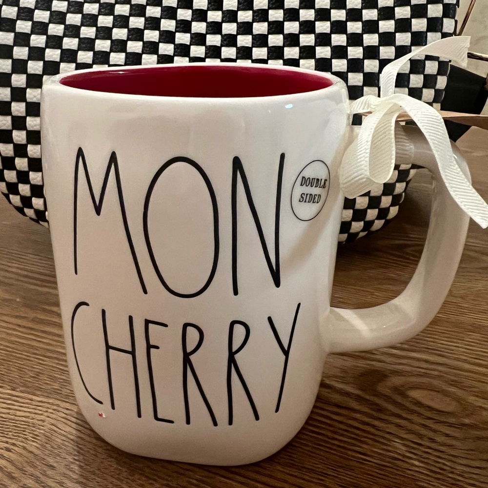 Rae Dunn MON CHERRY Double Sided Mug